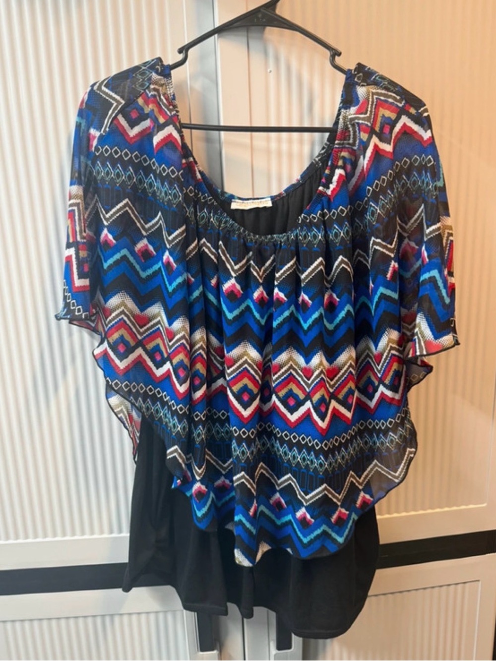 Claudia Richard Multicolor Zigzag Tunic - Blue, Pink, Black